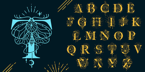 Alphabet in the astrological style.