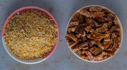 Dried whole prawns and ground prawns 