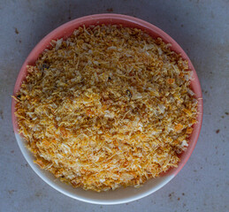 Dried smoked prawn powder which is used as condiment in West African cooking