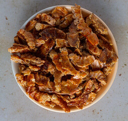 Dried smoked shrimps with the heads removed, used as a condiment in West African cooking