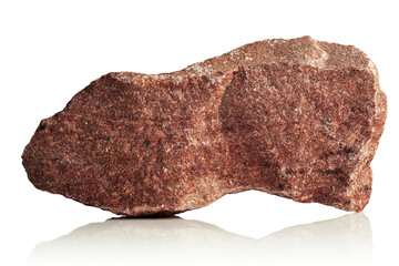 A stone, a rough fragment of crimson quartzite