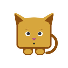 Ginger cat square vector icon. Kitten symbol