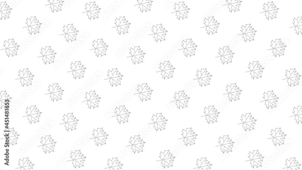 Poster maple tree leaves black thin line icons on a white background. seamless loop motion graphic pattern 