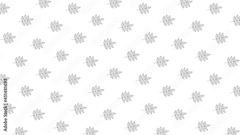 Poster white background with animated ash tree leaves black thin line icons. seamless loop motion graphic p