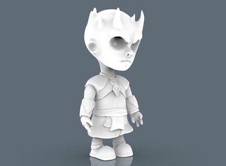 Horror cartoon character white walkers ona white background 3D-Rendering