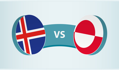 Iceland versus Greenland, team sports competition concept.
