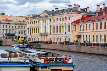 Stroganov palace at intersection of Nevsky prospect and Moika river, St Petersburg, Russia