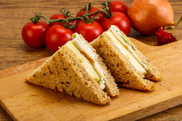 Club sandwich with chicken and cheese