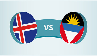Iceland versus Antigua and Barbuda, team sports competition concept.