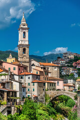 Fototapeta na wymiar View on the little mountain Village Dolcedo in Liguria