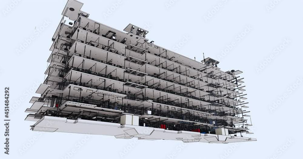Poster conceptual visualization the bim model utilities of the office building