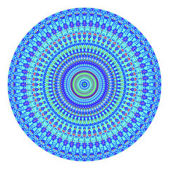 Creative blue squares round symbol. Abstract symmetrical logo. Mosaic aqua beautiful squares. Circle modern squares floral art icon. Blue pattern ornament wheel decorative illustration.