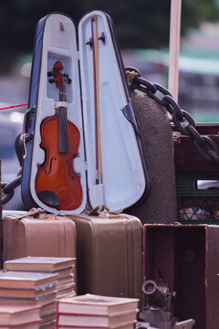 Viol&iacute;n, maletas y libros