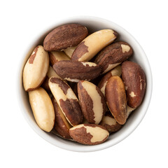 Brazil nuts in a bowl isolated over white background