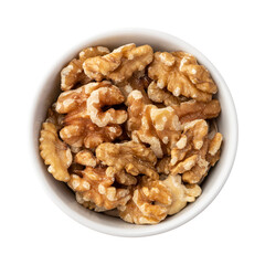 Walnuts in a bowl isolated over white background