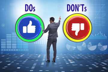 Concept of choosing between dos and donts