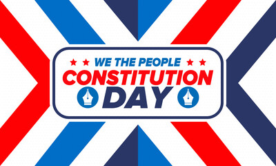 Fototapeta premium Constitution Day in United States. Holiday, celebrate annual in September 17. Citizenship Day. American Day. We the People. Patriotic american elements. Poster, card, banner, background. Vector