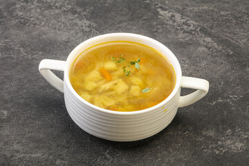 Tasty chicken soup with carrot
