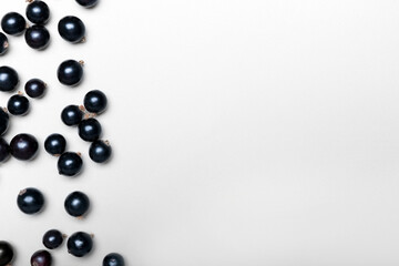 Ripe black currant on light background