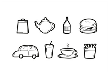 Fast food icons set on a white background