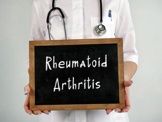 Healthcare concept meaning Rheumatoid Arthritis RA with phrase on the page.