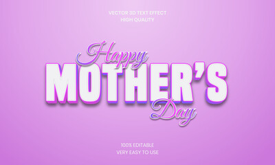 Mother's Day Editable 3D Text Effect  Style, Shiny, Mom Bold 3D Text Style Font Premium Vector. 