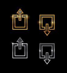 Golden Download and Upload Symbol Vector Sign