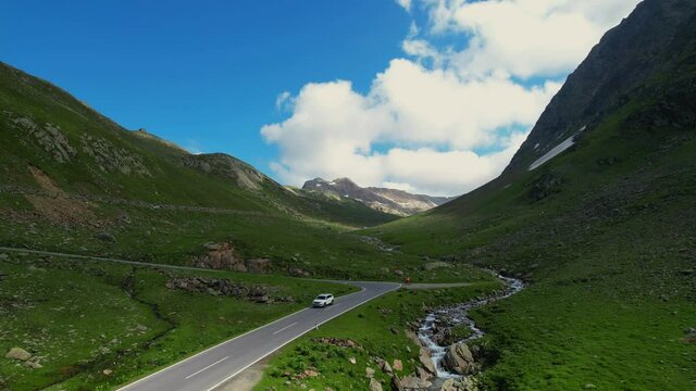 Amazing scenery at Timmelsjoch high alpine road called Passo Rombo in Austria - travel photography by drone
