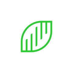 green leaf line logo vector
