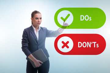 Concept of choosing between dos and donts