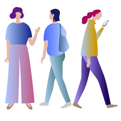 グラデーションカラーの人物ベクターセット