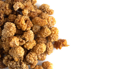 Dried Mulberries on a White Background