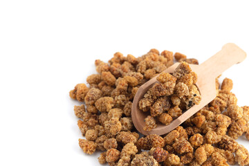 Dried Mulberries on a White Background