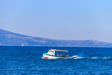 Pleasure boat sailing on the Black sea in Nessebar, Bulgaria