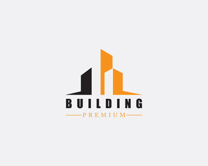 building logo creative city skyline real estate business finance construct