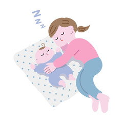 赤ちゃんを寝かしつけようとして、自分も寝てしまうお母さんA