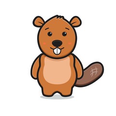 Obraz na płótnie Canvas Cute beaver mascot character cartoon vector icon illustration