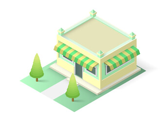 Isometric cake or bakery shop