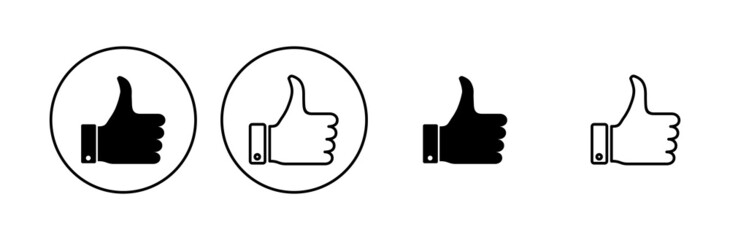 Thumbs up icon set. Hand like. Like icon vector.