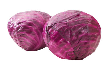 Two fresh red cabbage isolated on white background.