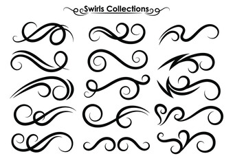 Set of Swirls ornaments vector graphic for border, frame, title, header page, tattoo. Eps 10