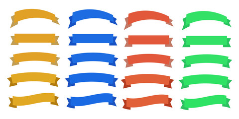 Glossy red ribbon vector. Banner ribbon vector set