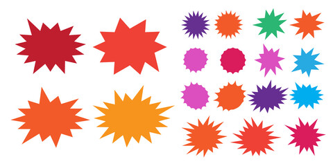 Starburst speech bubbles set. Bursting icon. Starburst isolated icons set