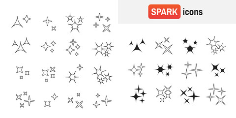 Icon sparkle line. Bright firework, decoration twinkle, shiny flash