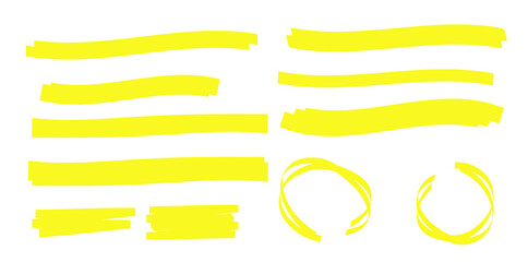Obraz premium Yellow highlight marker lines. Highlighter strokes and drawing design.