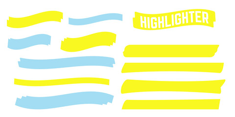 Obraz premium Highlight yellow strokes. Highlight marker stroke. Marker pen highlight