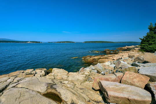 Rugged Maine Coastline Made Up Of Pink Granite Left Over From The Last Glacial Period