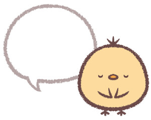 お辞儀をするヒヨコと線画フキダシ