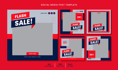 Flash sale social media post or web banner template design concept