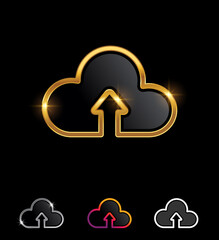 Golden Upload Cloud Vector Sign